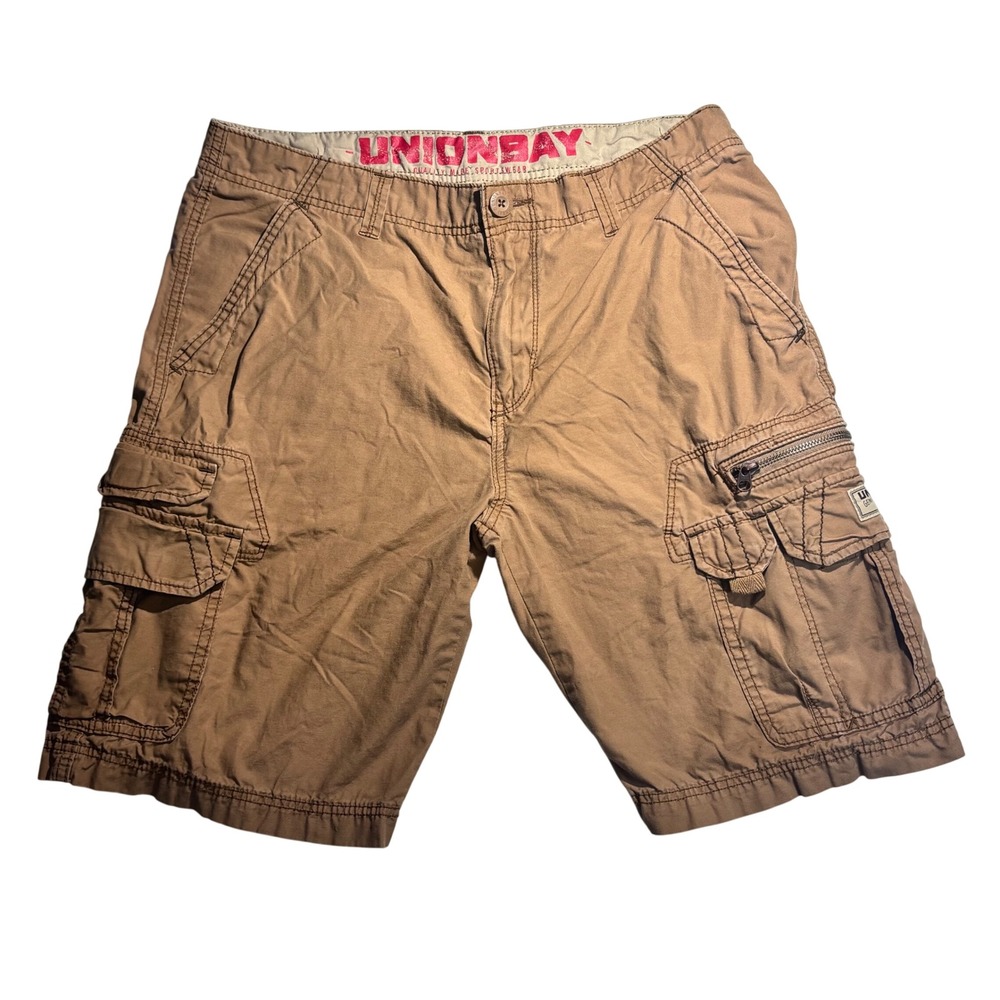 Unionbay Cargo Shorts Khaki Tan Cotton Utility Gorpcore Outdoor Mens 36
